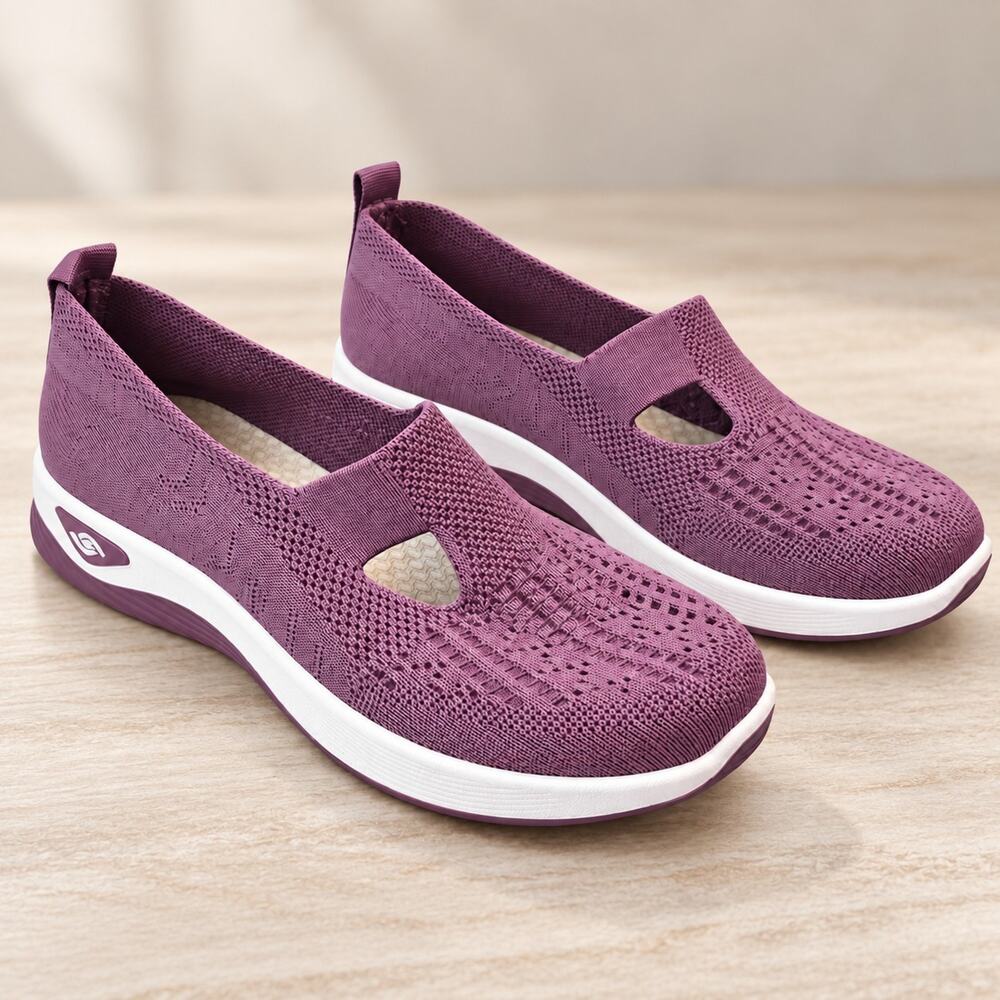 Women's Knit Slip-On Walking Shoes EU 36 US 5.5-6 Mauve Purple Lightweight New